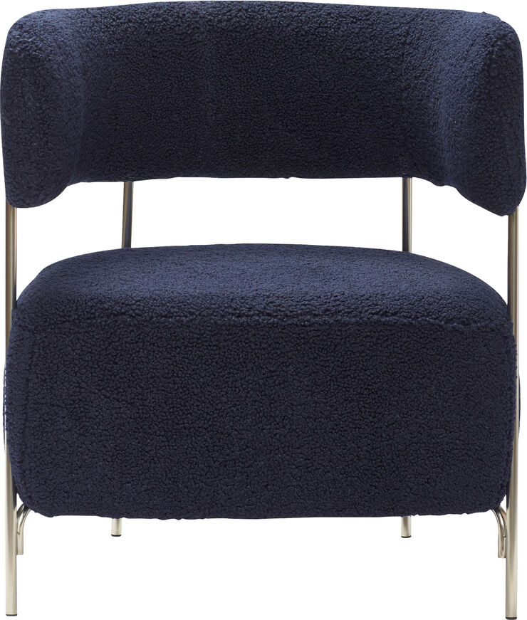 Hübsch Teddy Lounge Chair Blue Mørkeblå/nikkel