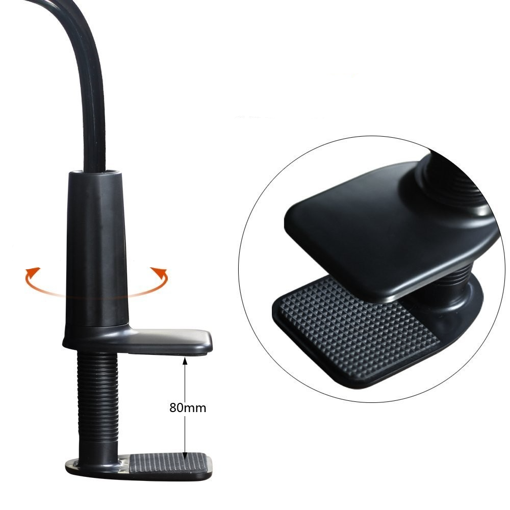 (90cm) Universal Desktop Tisch / Bett Halterung mit flexiblem Schwanenhals für Handy / Smartphone (10-26 cm) - Schwarz