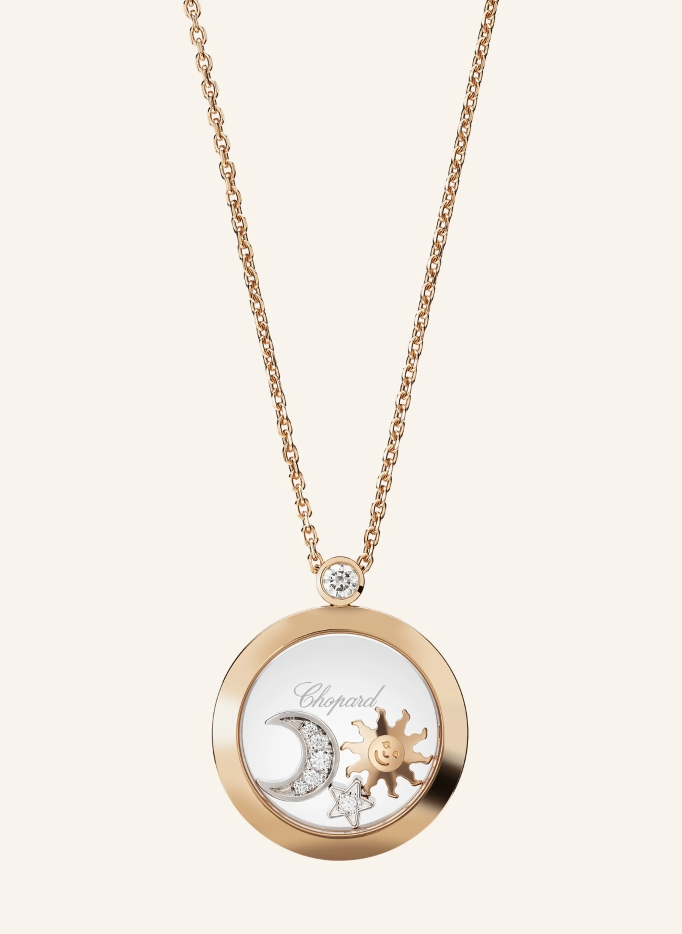 Chopard Anhänger HAPPY SUN, MOON AND STARS Anhänger aus 18 Karat Roségold und Diamanten