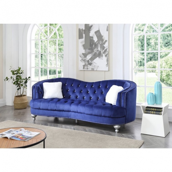 Karli 90&rdquo; Velvet Recessed Arm Curved Sofa