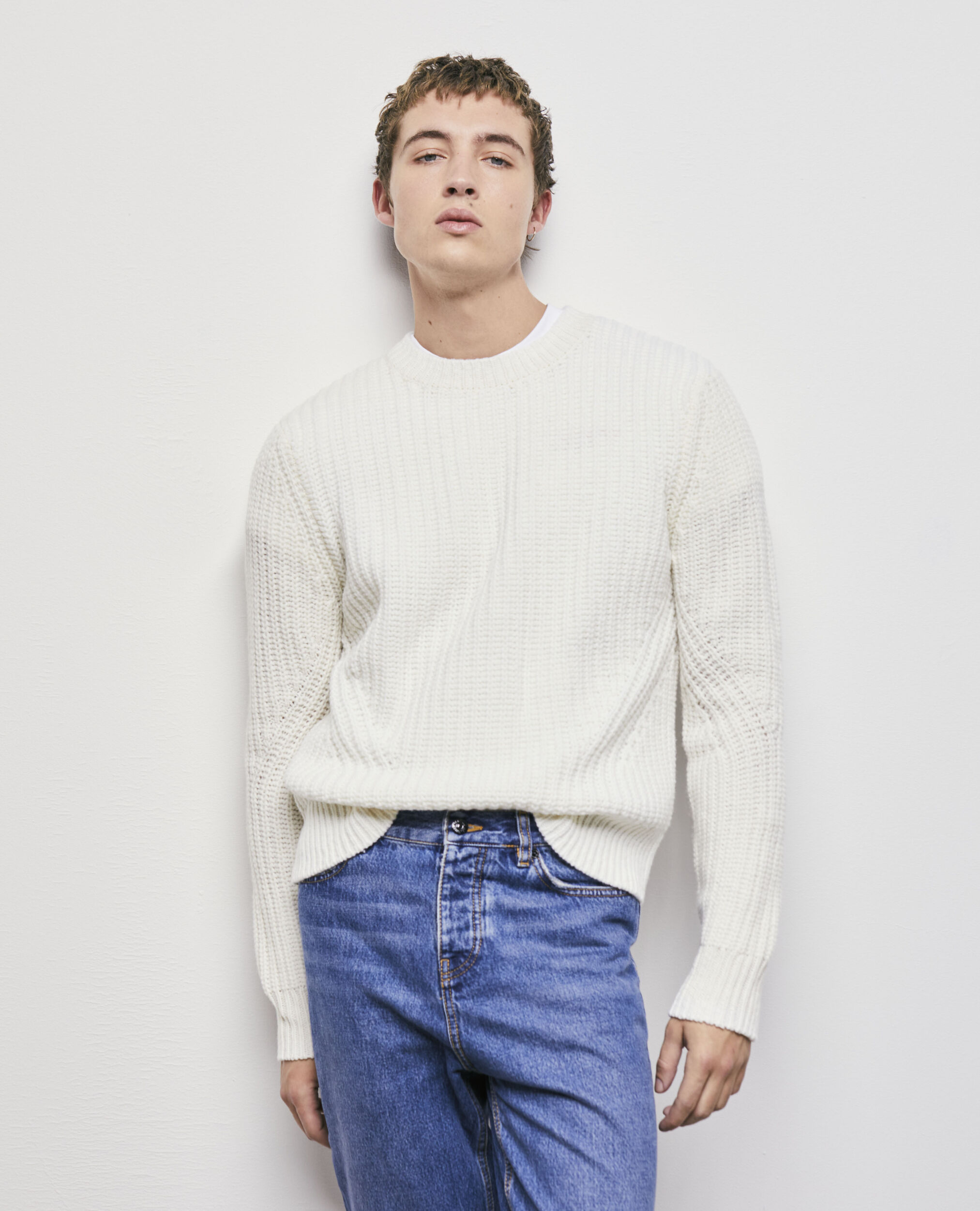 Pull en maille écru