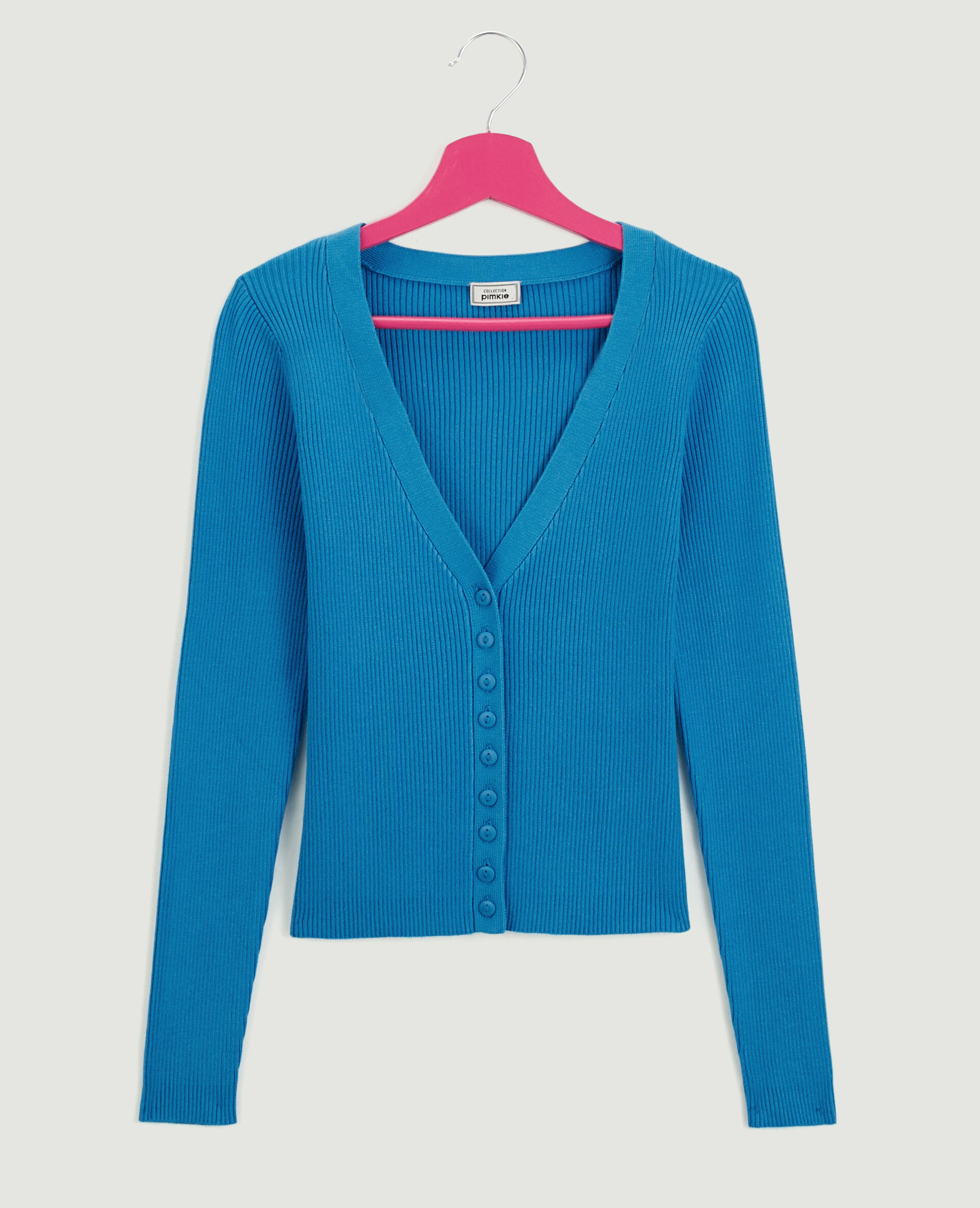 Gilet en maille côtelée - Bleu