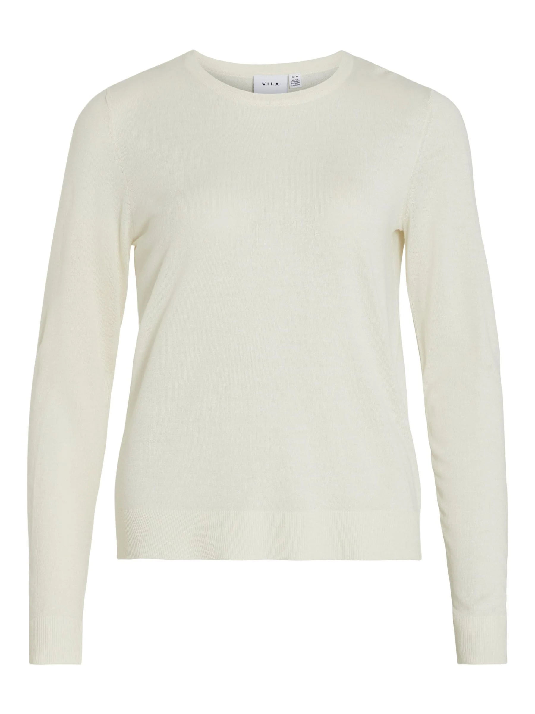 Vila  Viabella Open O-Neck L/S striktrøje - Egret