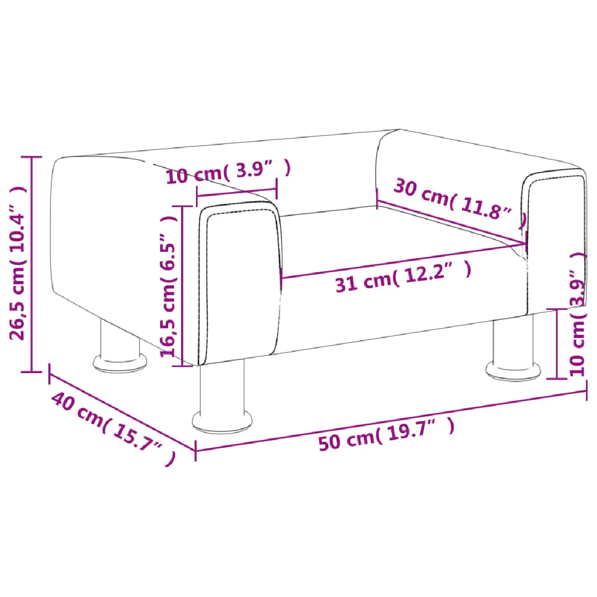 vidaXL Canapé pour enfants gris clair - 50x40x26,5 cm