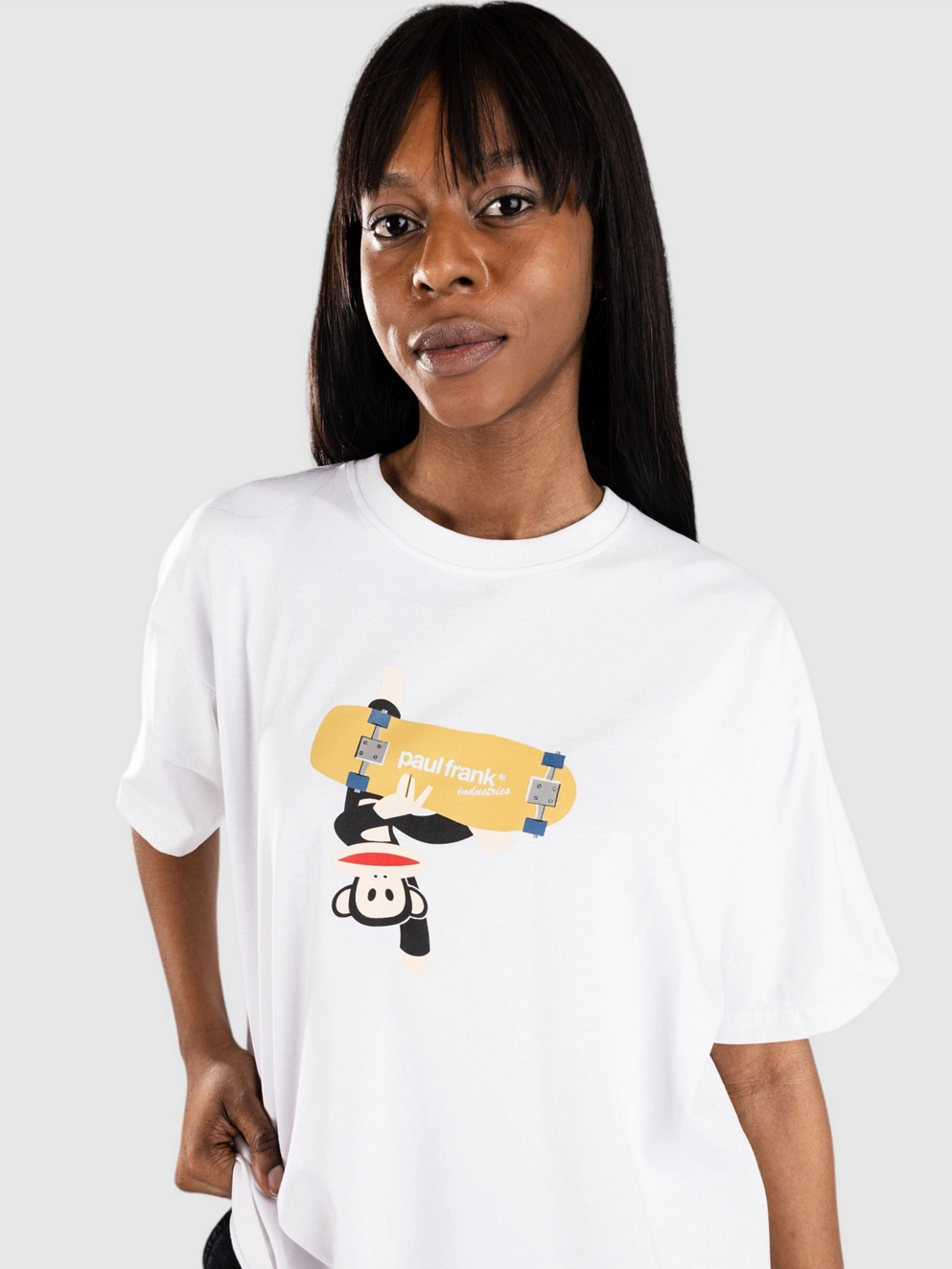 Daisy Street x Paul Frank Oversized Julius Skateboard Print T-Shirt white/multi