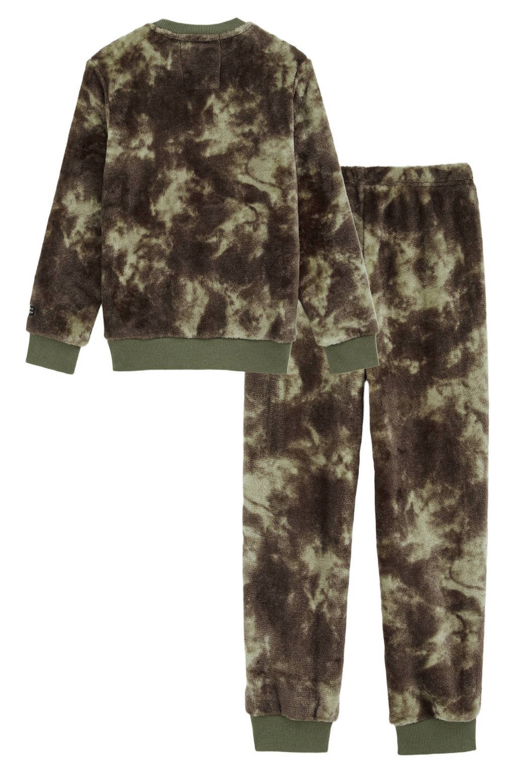 WE Fashion fleece pyjama donkergroen