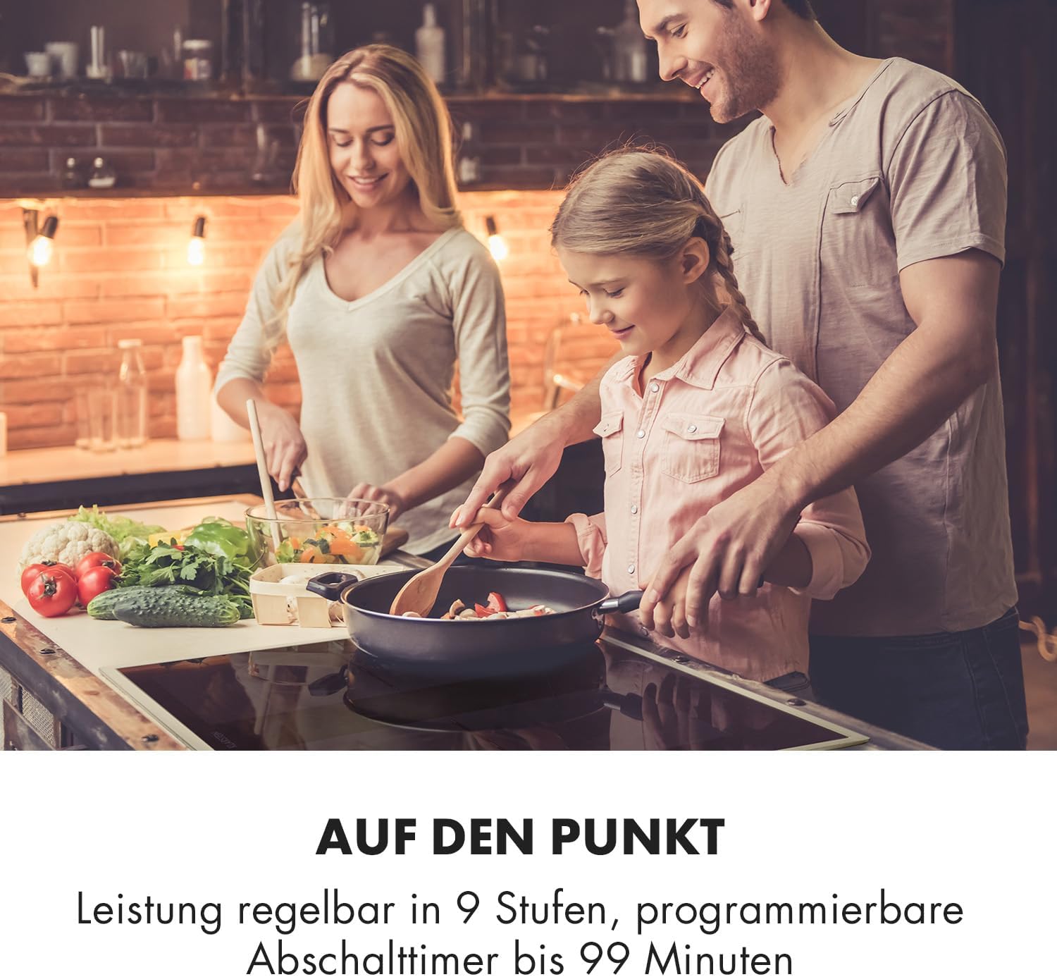 Klarstein Kochfeld, Glaskeramik, 4 Platten, Einbaukochfeld mit Touch-Display, Digitalanzeige und Timer-Funktion, Schnelles Aufheizen, 7000 Watt