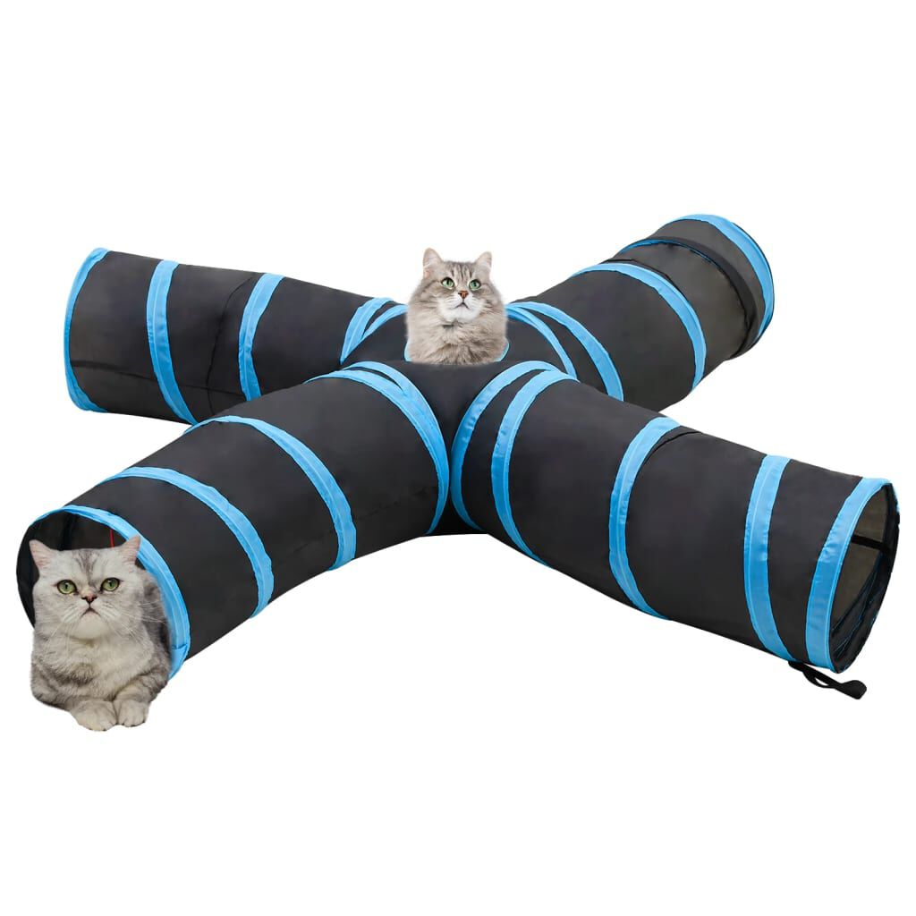 vidaXL Kattentunnel, vier lijnen, zwart en blauw, 25 cm
