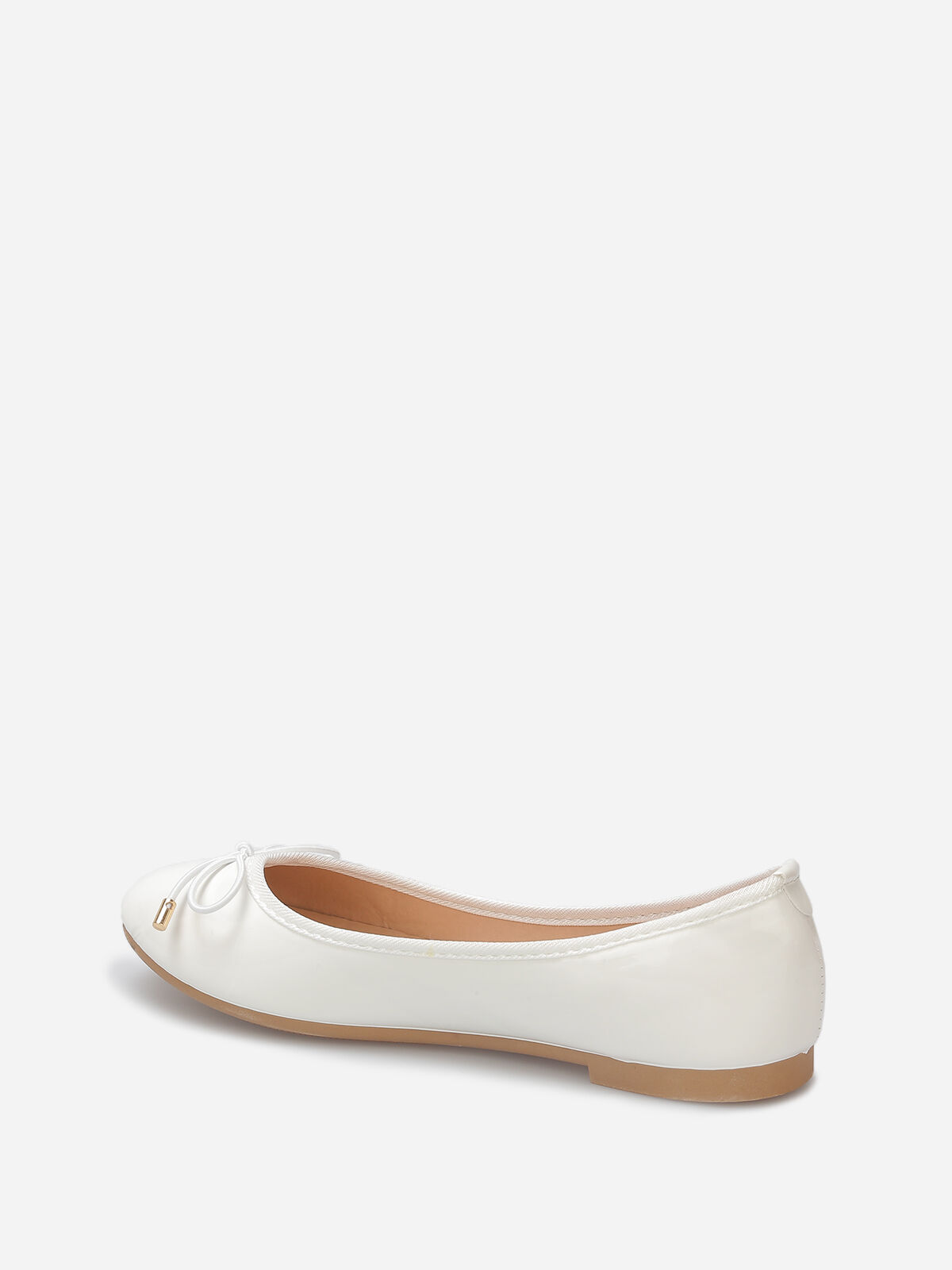 Ballerines plates vernies avec noeud- Blanc