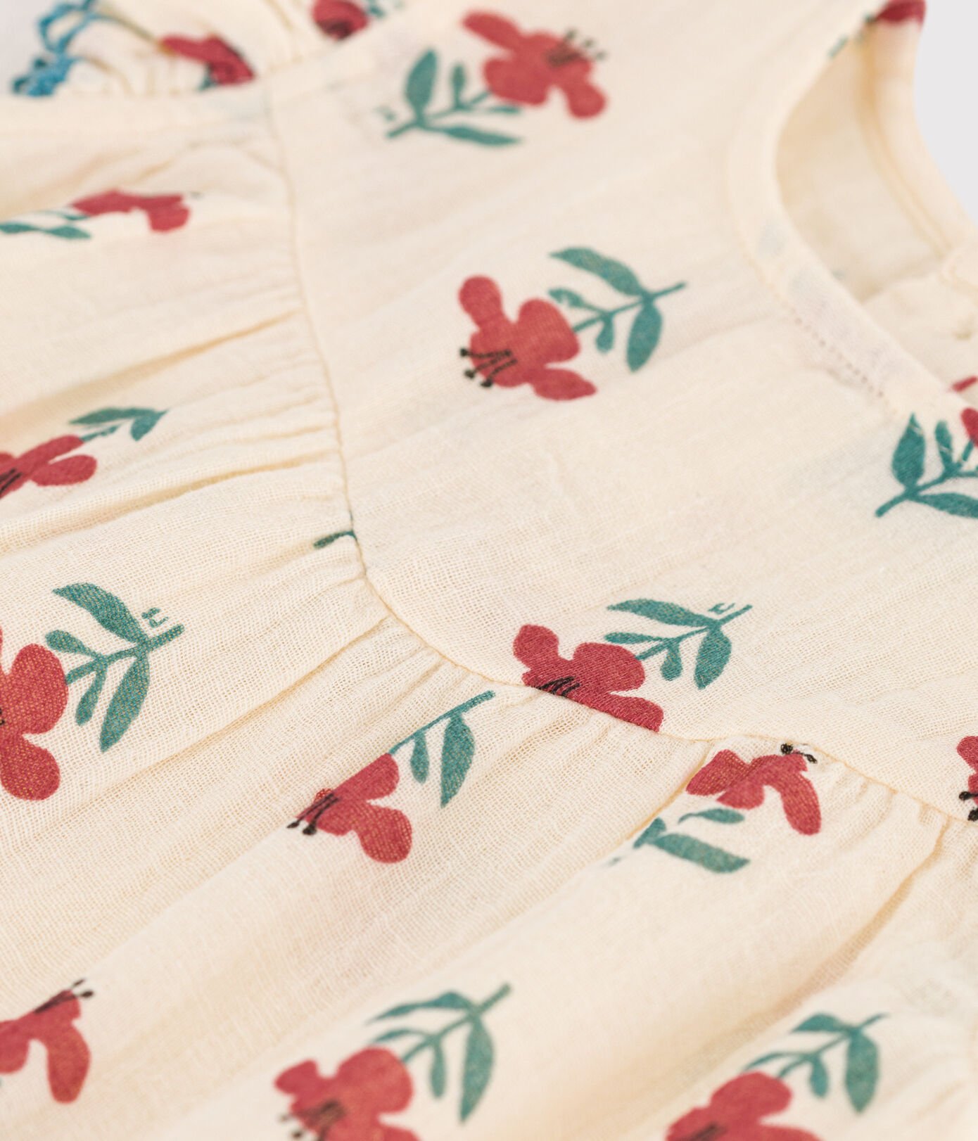 Blouse manches courtes bébé en gaze de coton imprimé