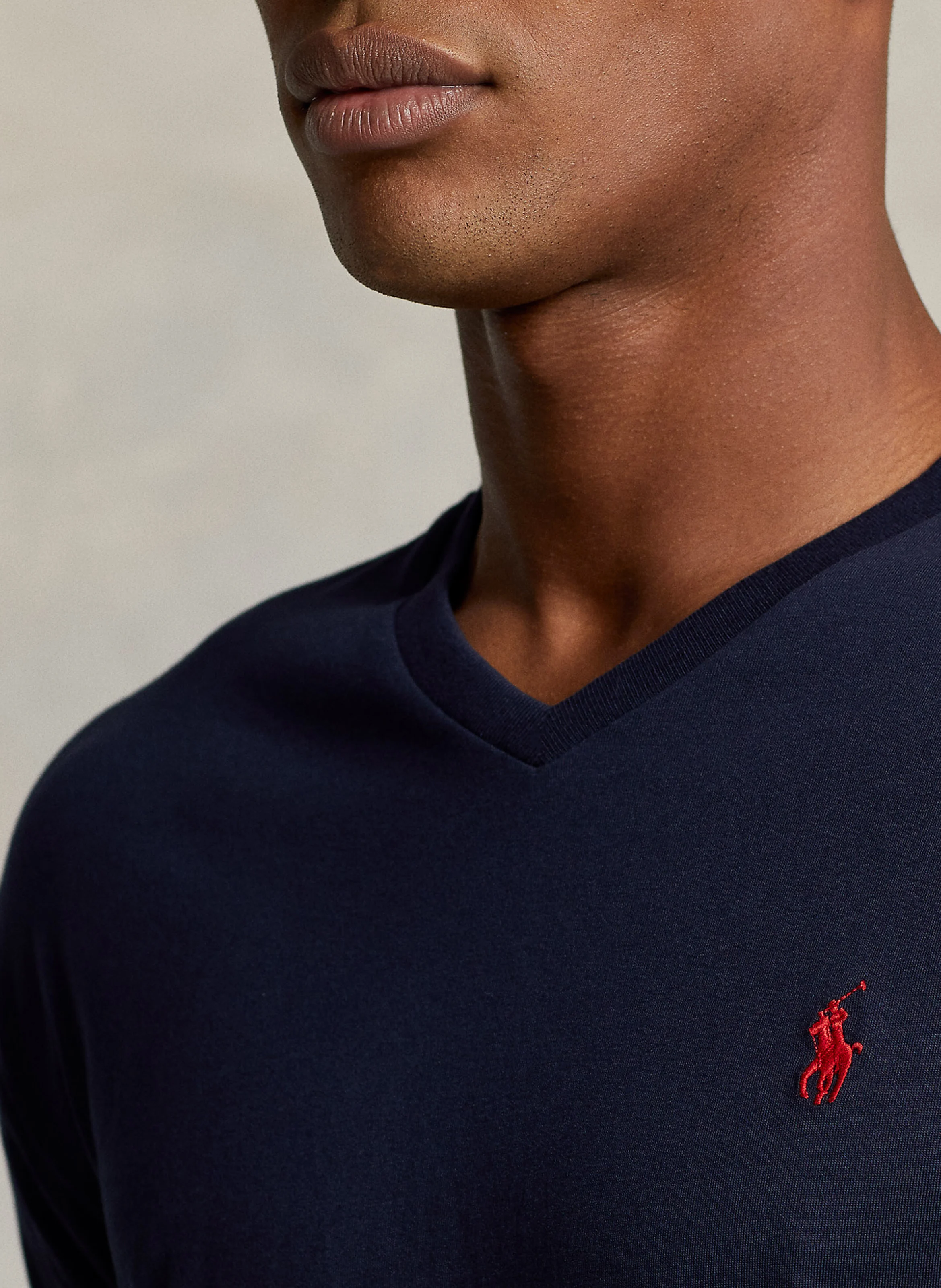 Tee-shirt col v en coton | Bleu