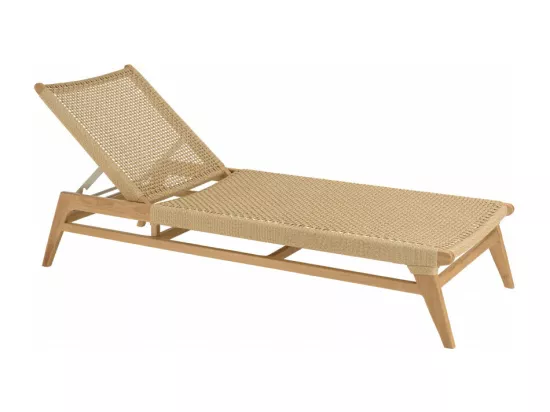 VALERIA - Bain de soleil en teck naturel et rotin synthétique beige