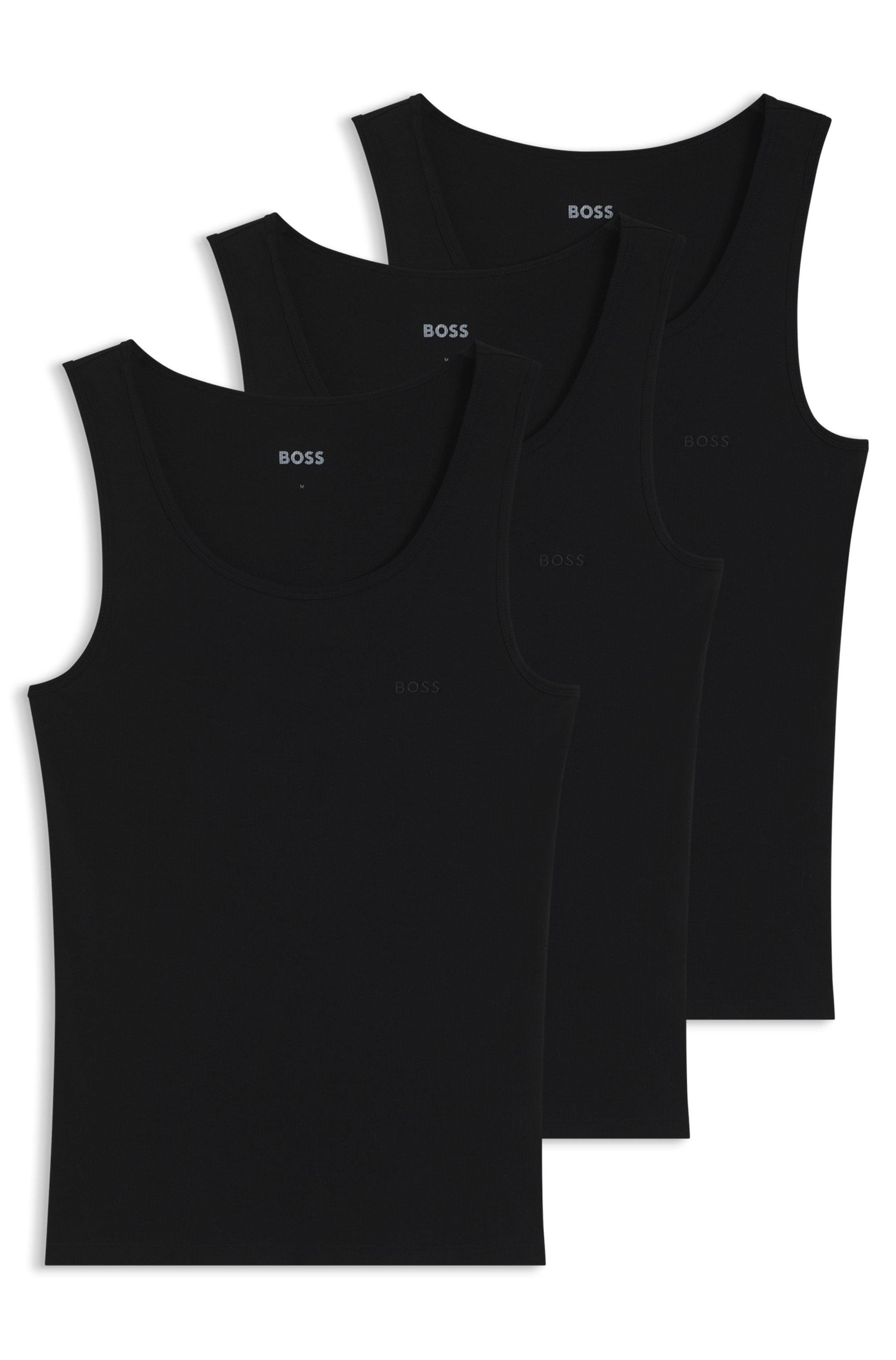 BOSS Tanktop »3P RibClassic BOSS ONE«, Ton in Ton Stickerei auf der Brust