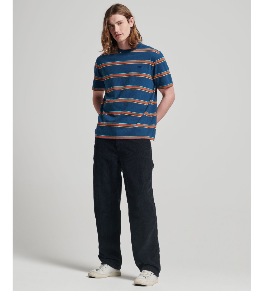Camiseta Superdry de algodão orgânico com estampa vintage texturizada e listras.