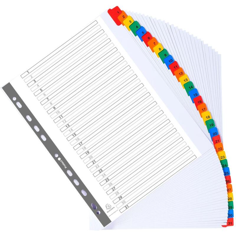 Intercalaires Imprimés numériques carte blanche 160g- 31 positions - A4 Maxi - Blanc