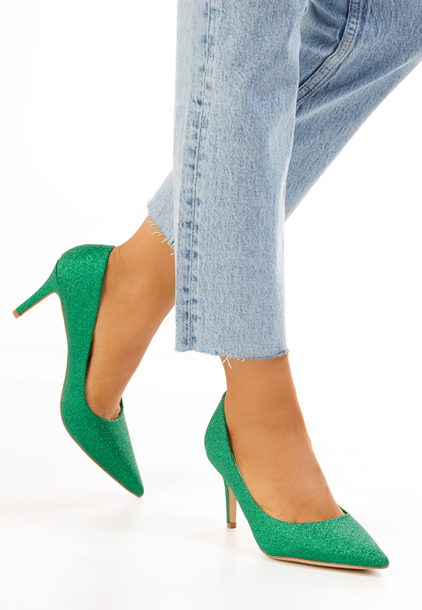 Chaussures à talon fin verts Polina