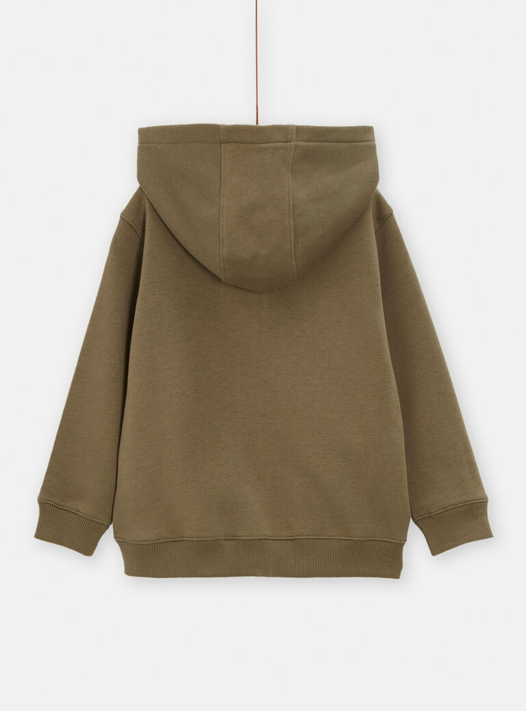 Gilet kaki à capuche animation jungle pour garçon