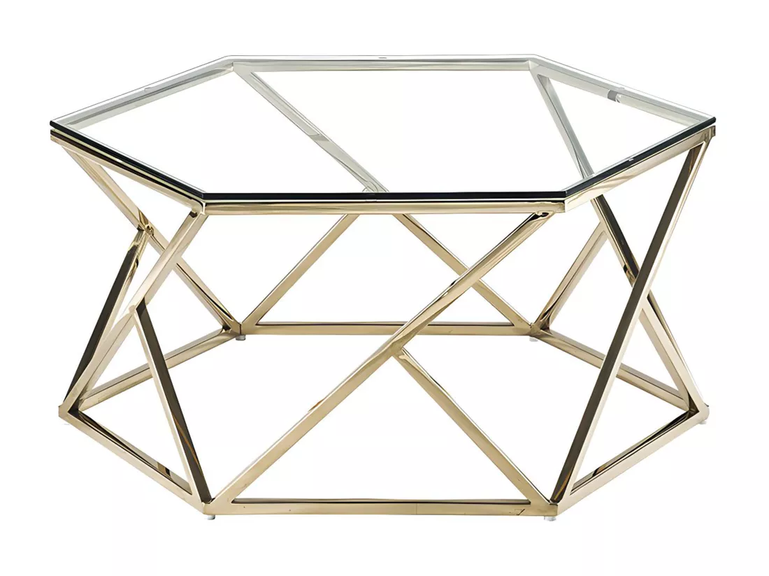 Table basse en verre trempé et acier inoxydable - Doré - KERIANE de Pascal MORABITO