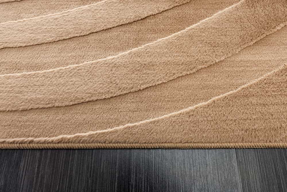 Moderner XXL Teppich WAVE 350x235cm beige Kurzflor Indoor Hoch-Tief-Effekt
