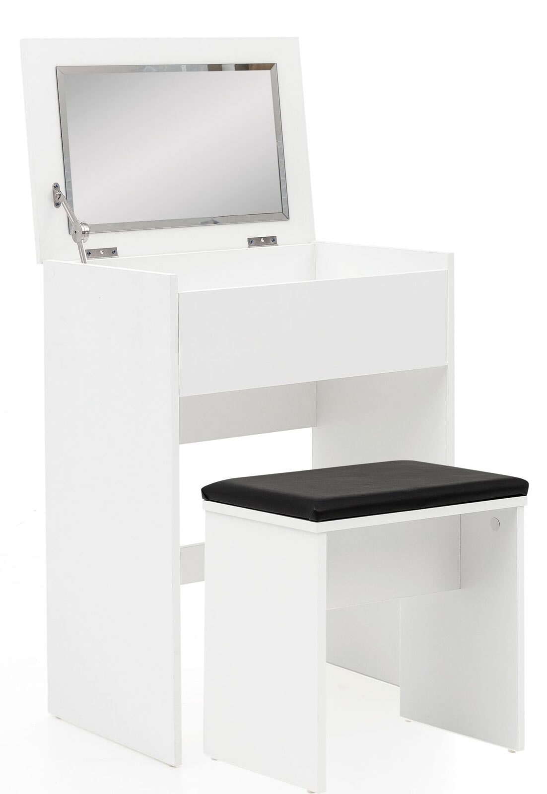 Schminktisch mit Hocker und Spiegel 60 x 81 cm weiß