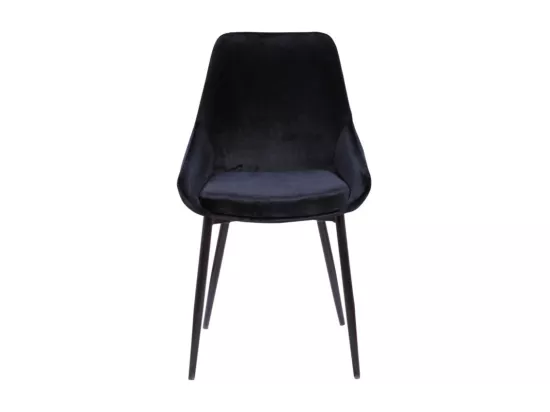 Lot de 2 chaises - Velours et métal noir - Noir - MASURIE
