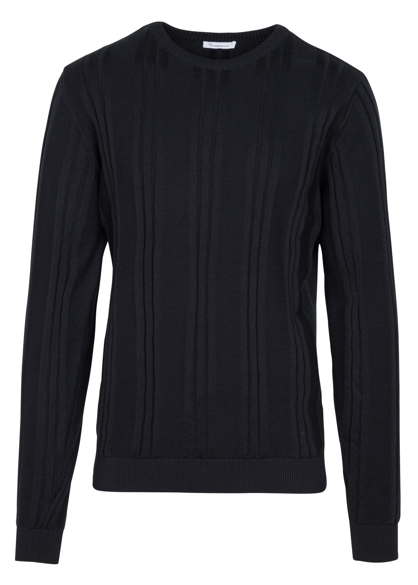 FIELD - Pull col rond côtelé en coton bio| Bleu