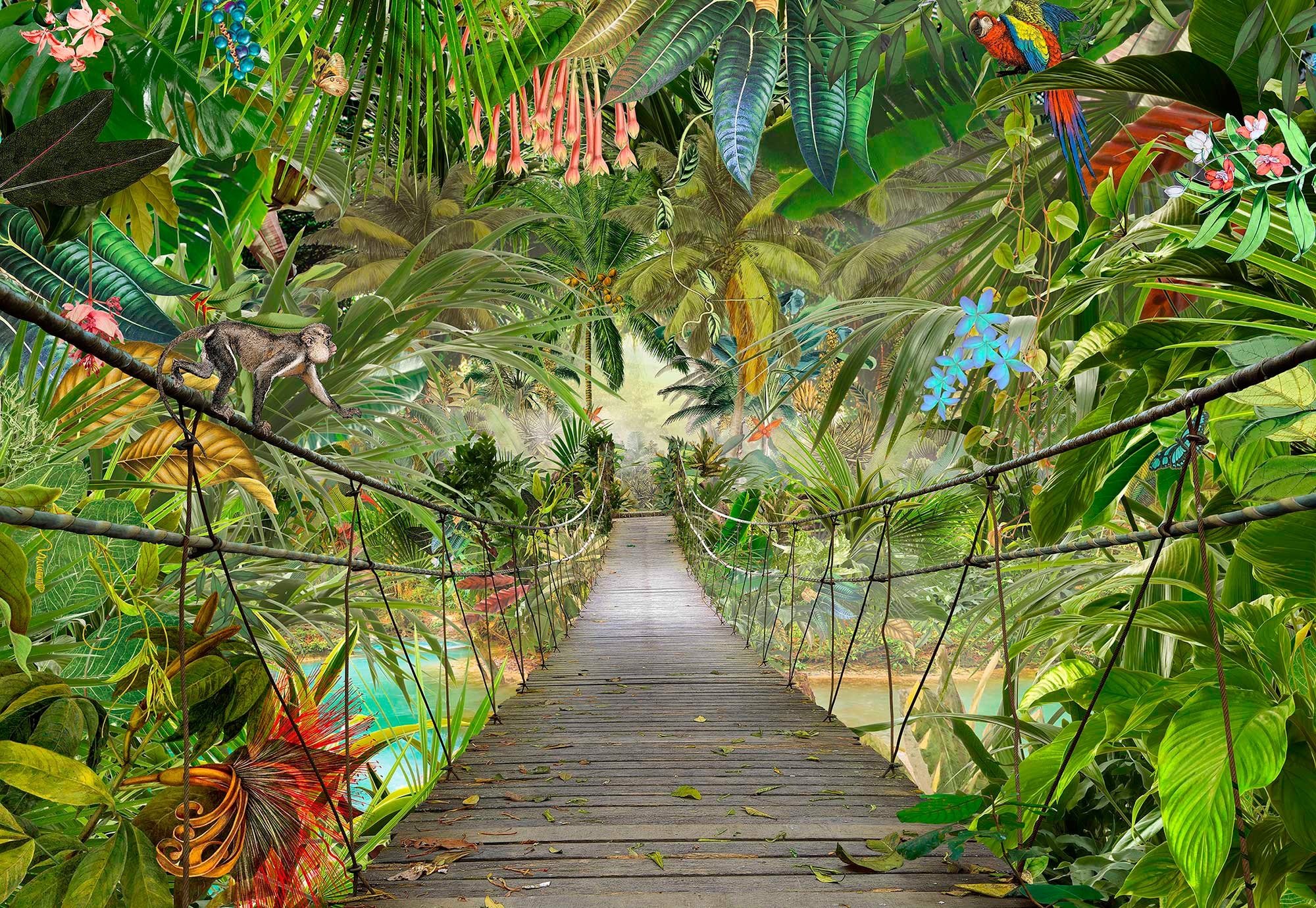 Komar Fototapete »Wild Bridge - Grösse 368 x 254 cm« bedruckt glatt Wohnzimmer, Schlafzimmer