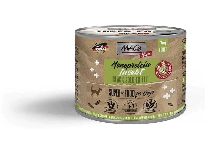 MAC's Nassfutter Mono Insekt 180 g Alleinfuttermittel für ausgewachsene Hunde