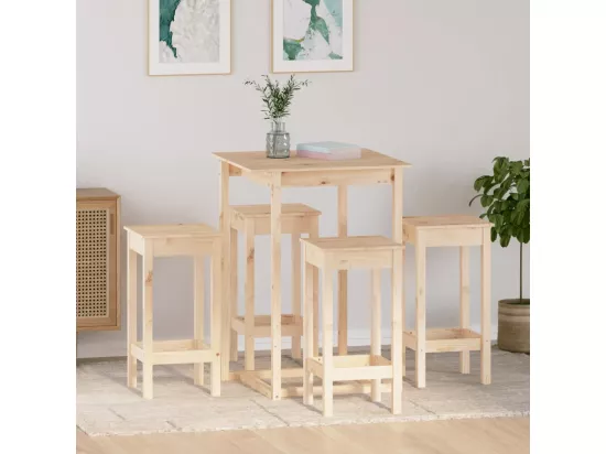 Ensemble de bar 5 pcs Bois de pin massif
