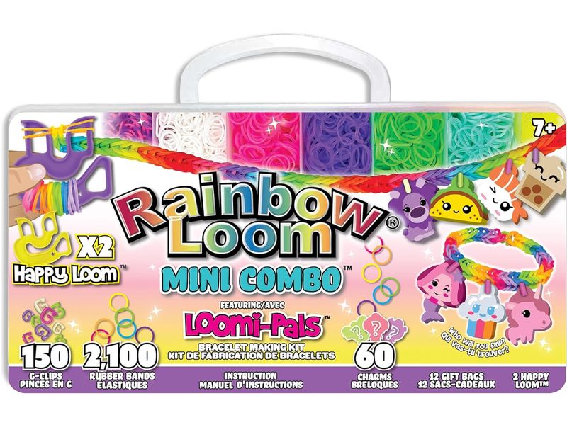 BANDAI Bastelset Rainbow Loom – Mini Combo – Loomi Pals Armbandherstellung mit 2100 Gummibändern
