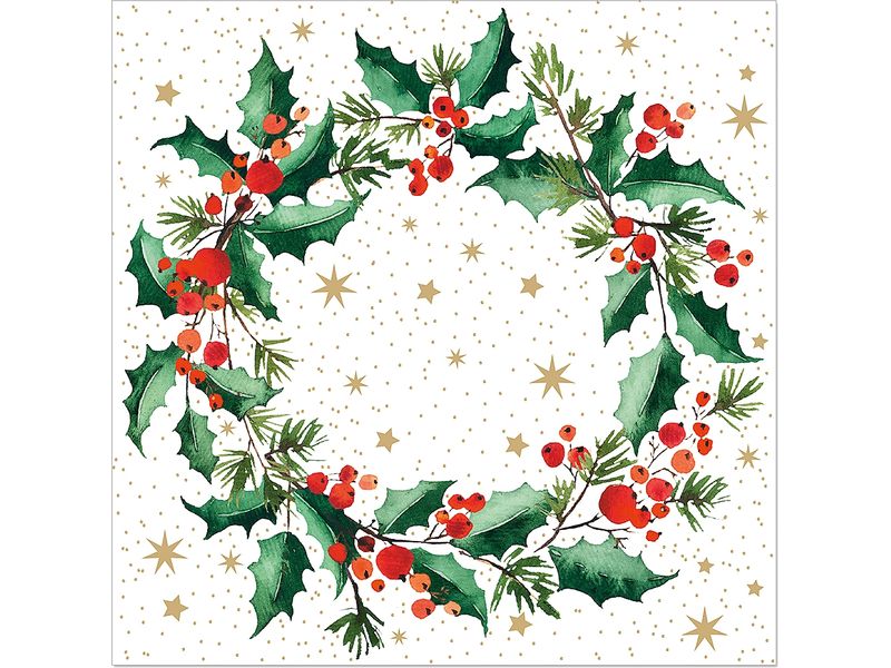 Artebene Weihnachtsservietten Kranz 33 cm x 33 cm, 20 Stück Weihnachtsservietten für die Festtage