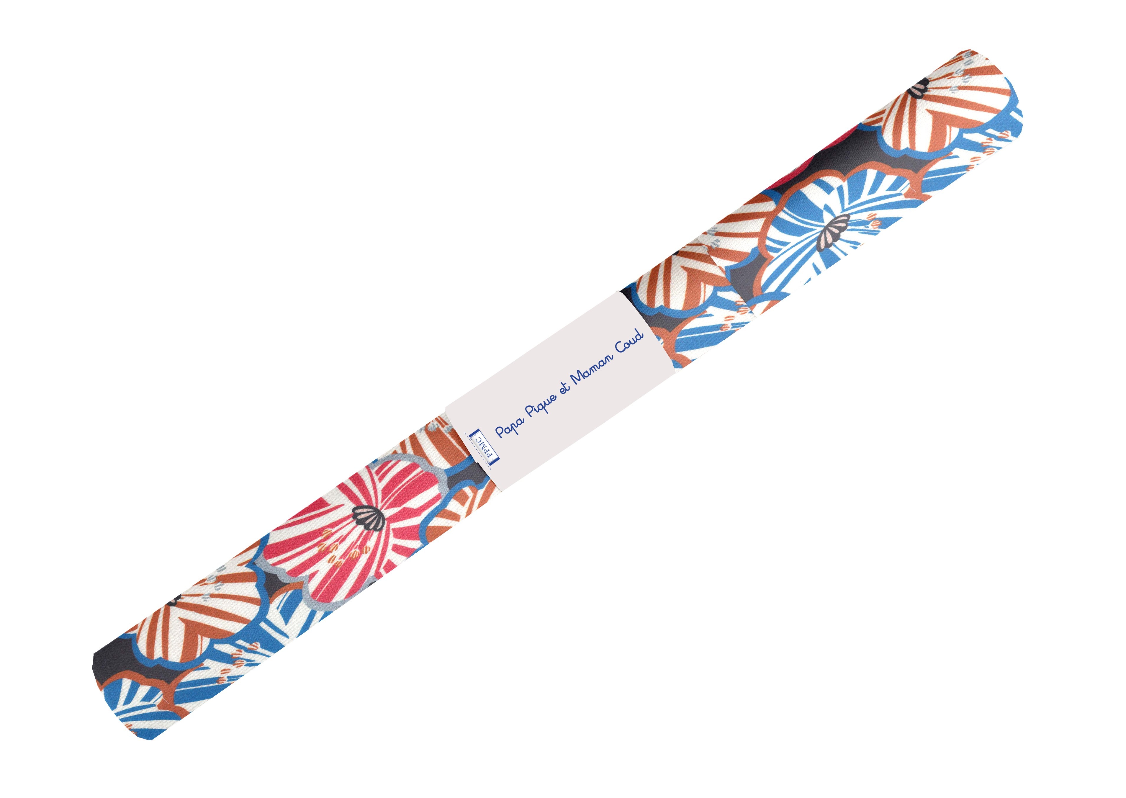 Coupon Tissu Enduit De 35Cm Anémones Rayées
