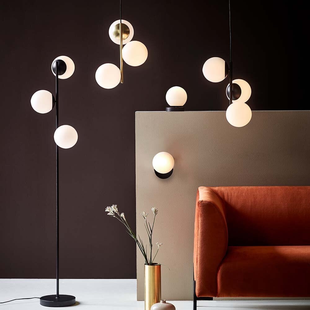 Lilly vloerlamp in zwart-wit, E14, 3-lichts