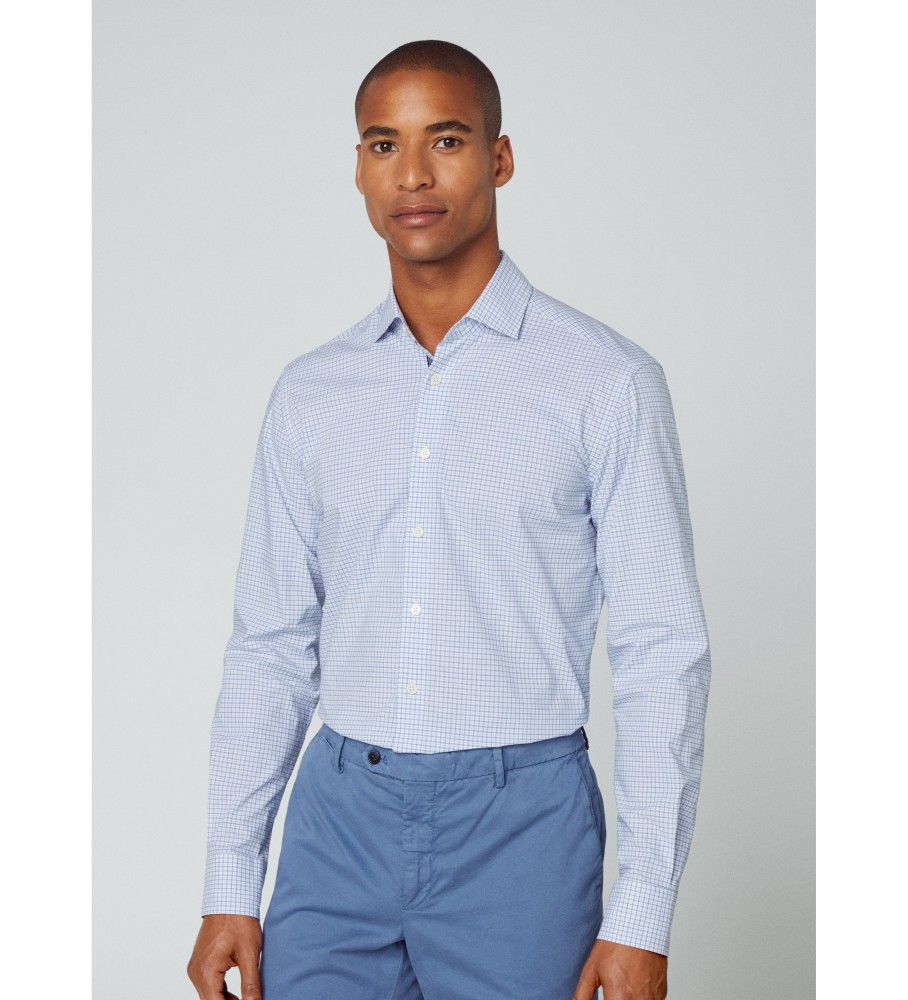 Camisa xadrez Hackett Mel com listras azuis