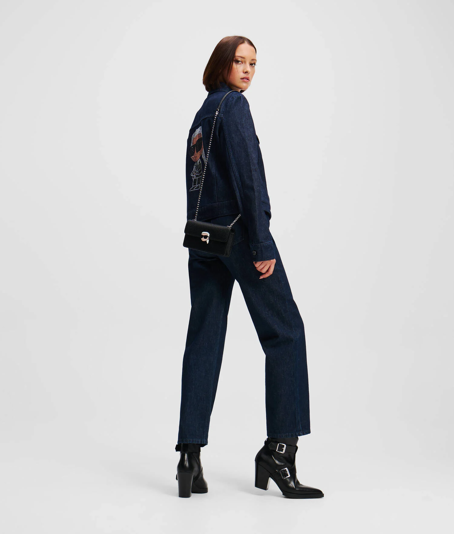 VESTE EN JEAN AVEC STRASS K/IKONIK KARL