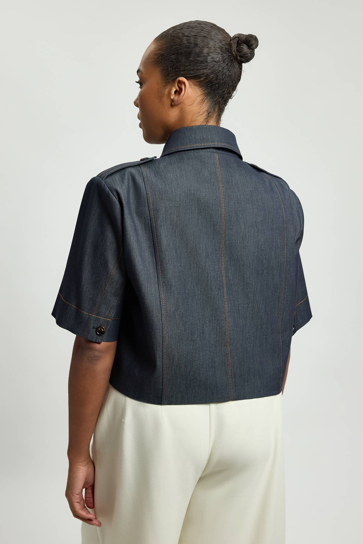KarenMillen Veste Trench En Denim Cintrée Grande Taille
