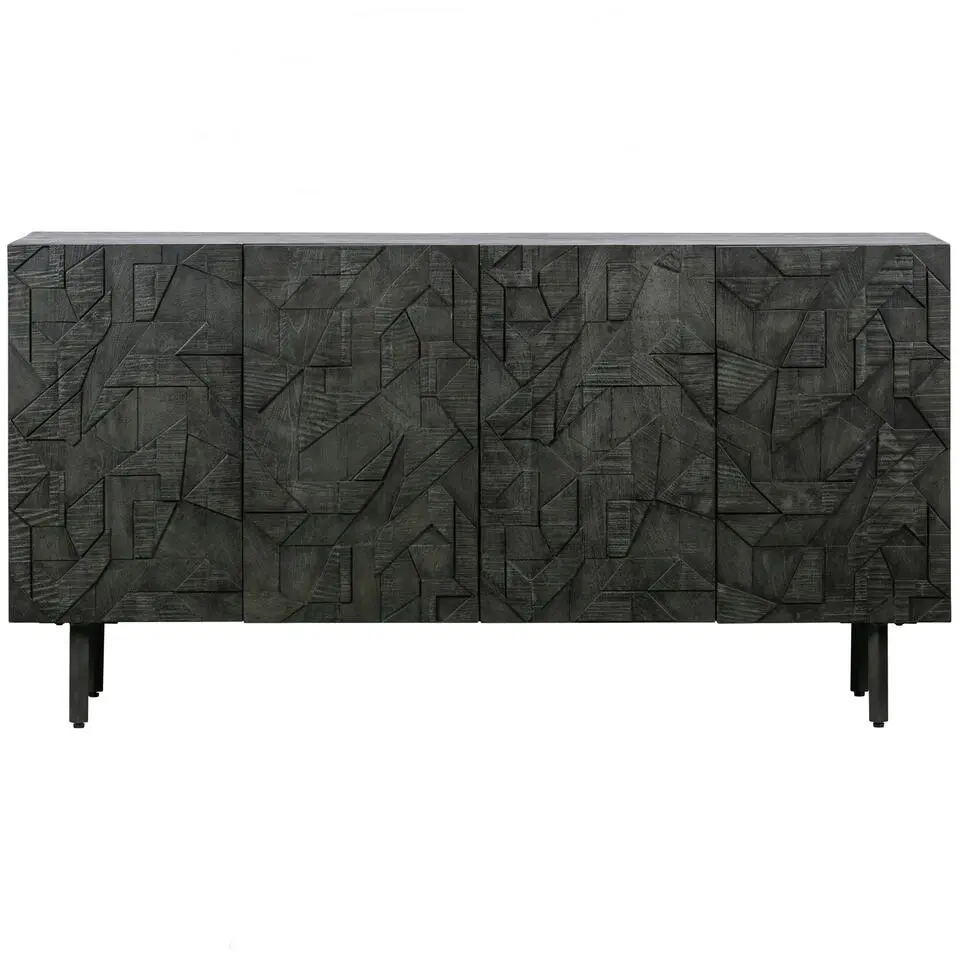 WOOOD Counter Dressoir - Hout - Zwart - 83x160x40