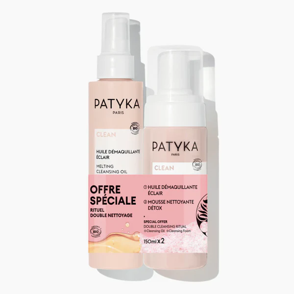 Patyka Duo Double Nettoyage - Huile Démaquillante Éclair & Mousse Nettoyante Détox 150 ML x2