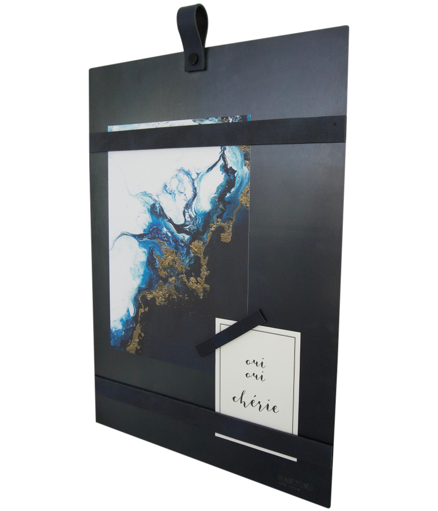 Magneetbord met magneetstrips Leer: Navy (inclusief 6 leren magneetstrips)