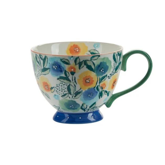 Bahne Interior  Blomster krus, blå/grøn - 400ml
