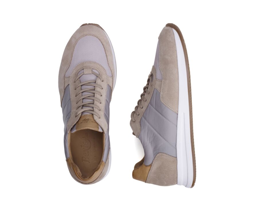 Sneakers homme velours Beige et Taupe - NIRRANDA