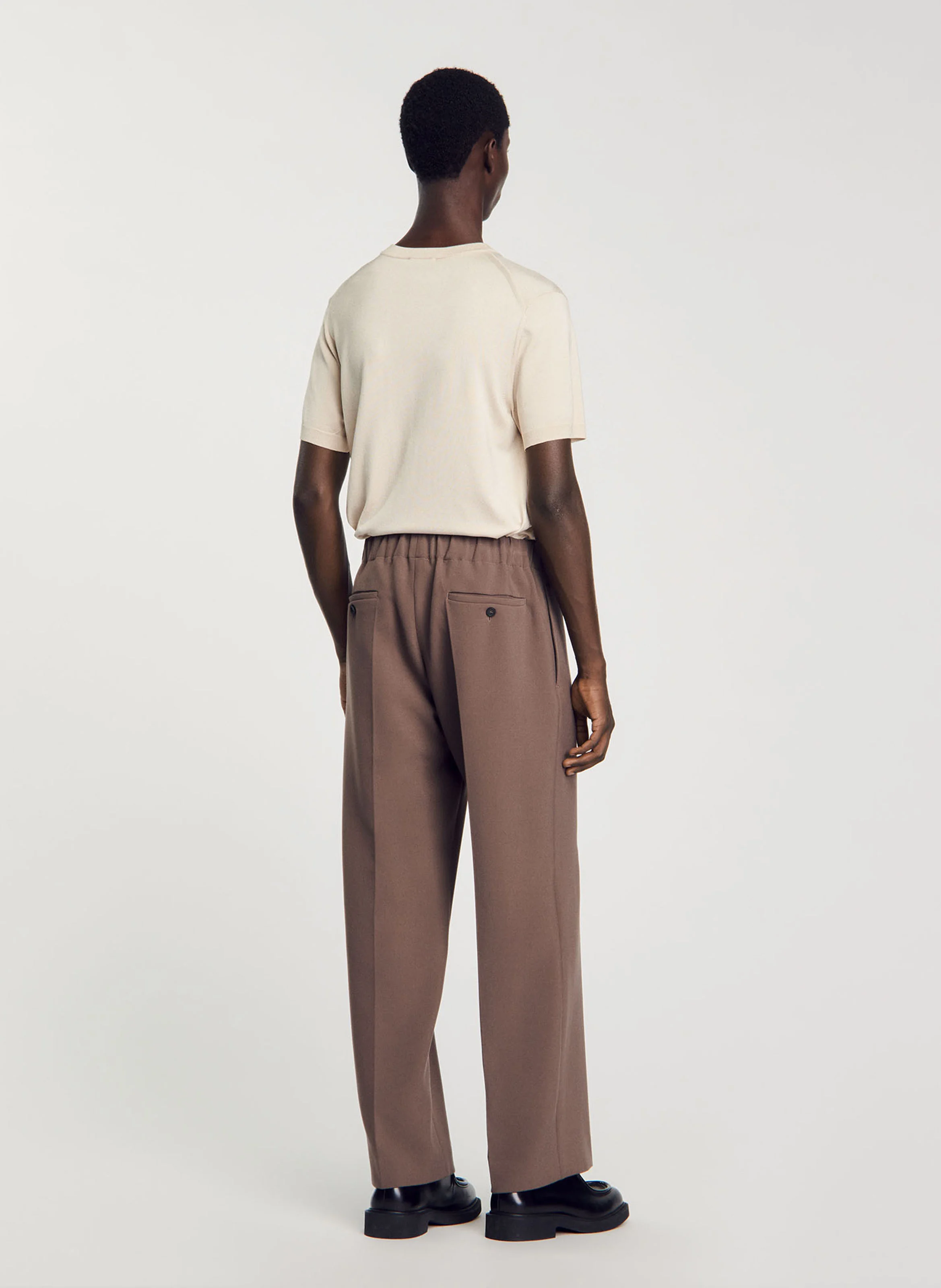 Pantalon large en jersey | Marron