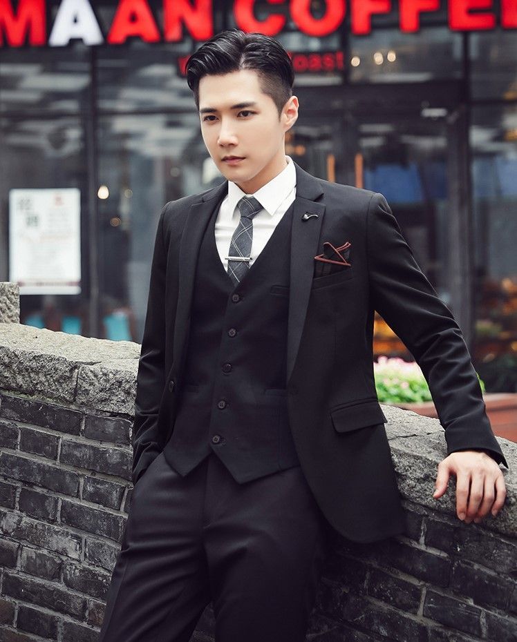 Deepwood - Set: Effen blazer + pantalon + vest