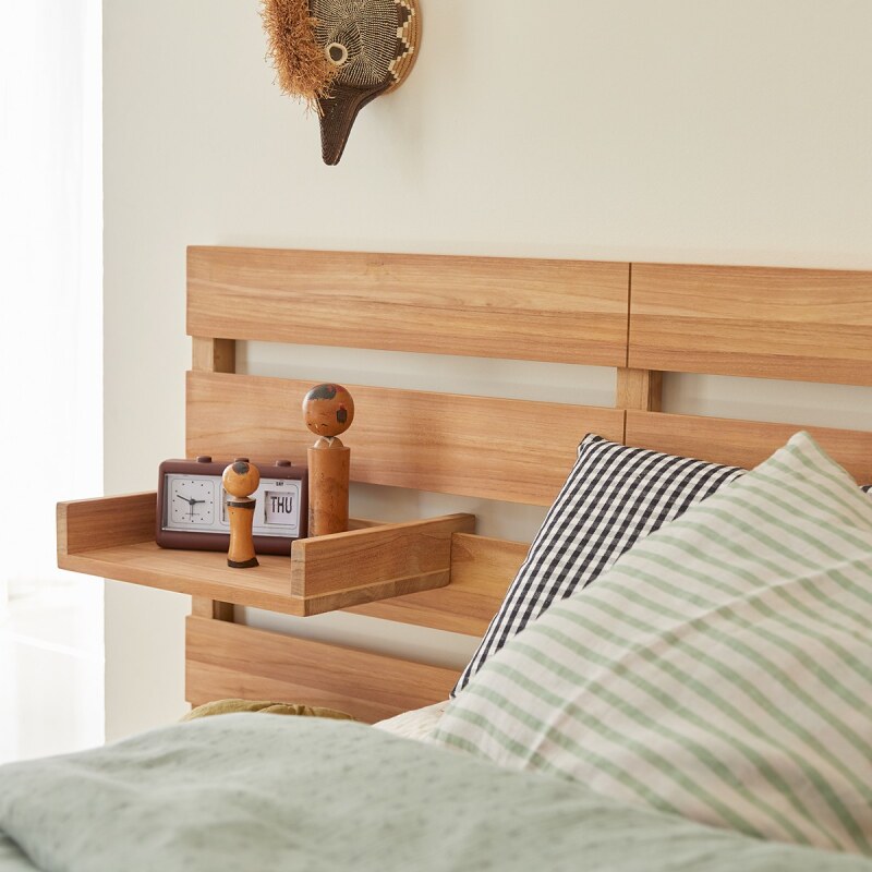Tête de lit enfant avec étagères en bois de teck Urbain H 76 x L 135 x P 5 cm