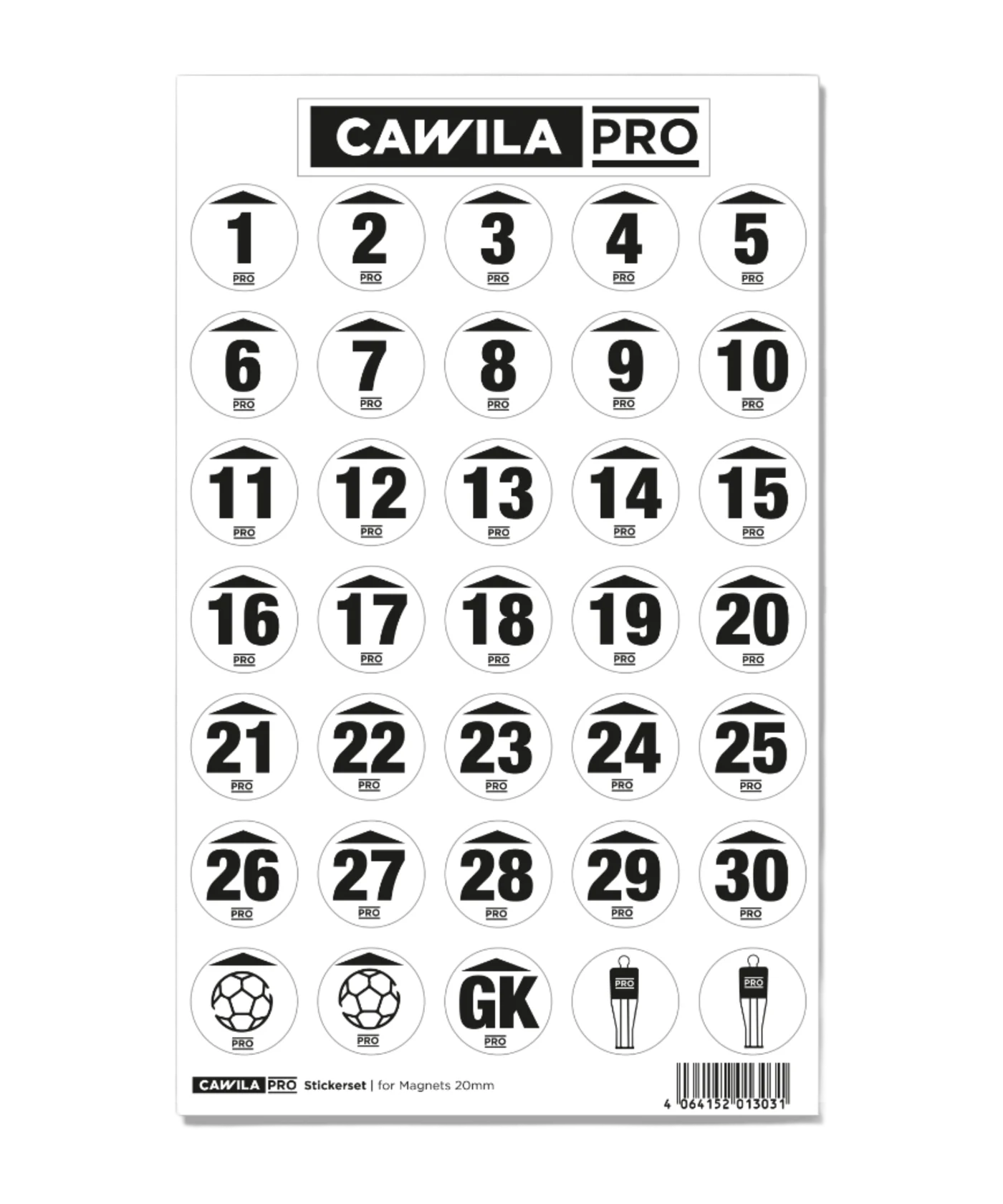 Cawila PRO Stickerset Rückennummer 20mm Schwarz