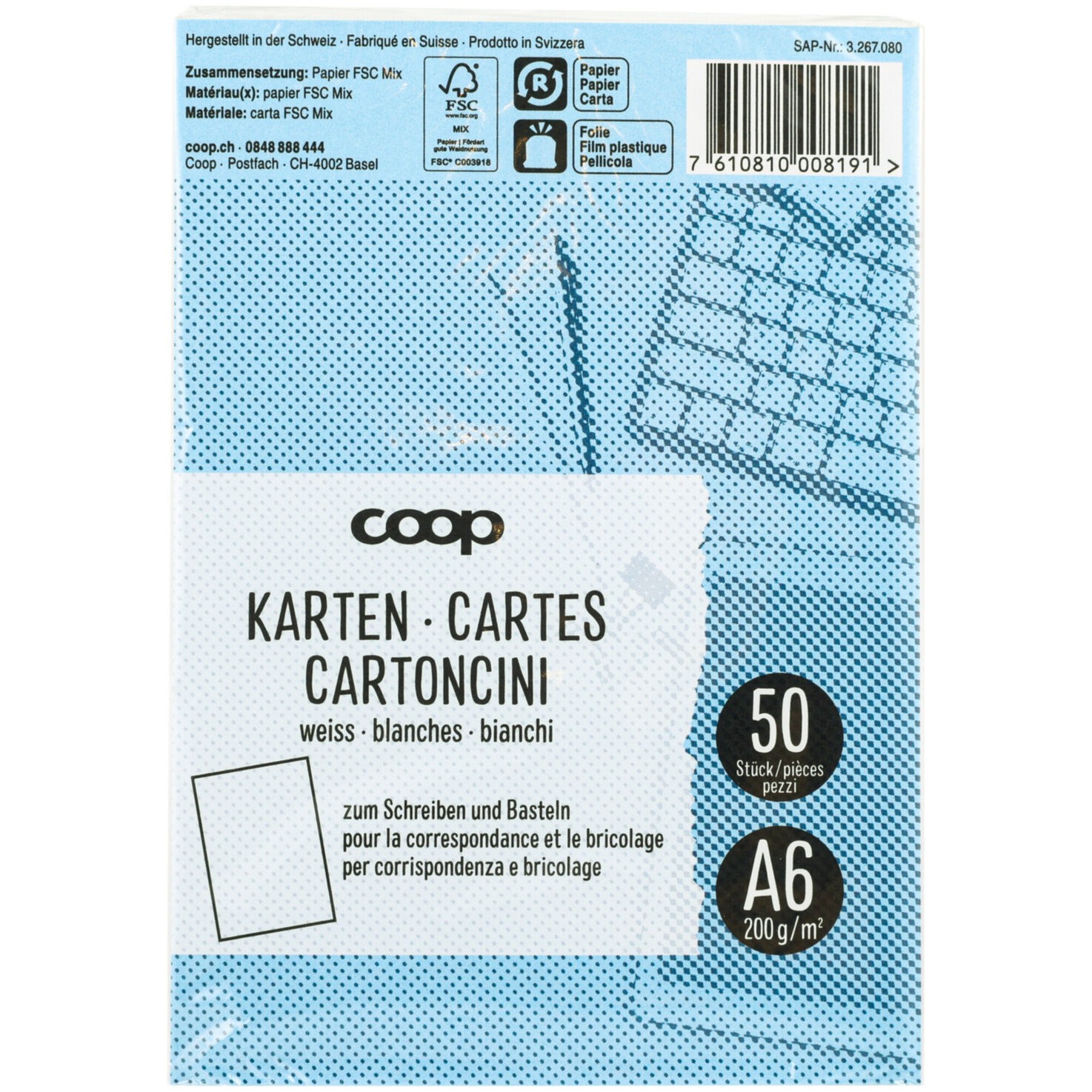 Qualité & Prix Schreibkarten A6 weiss 50 Stück