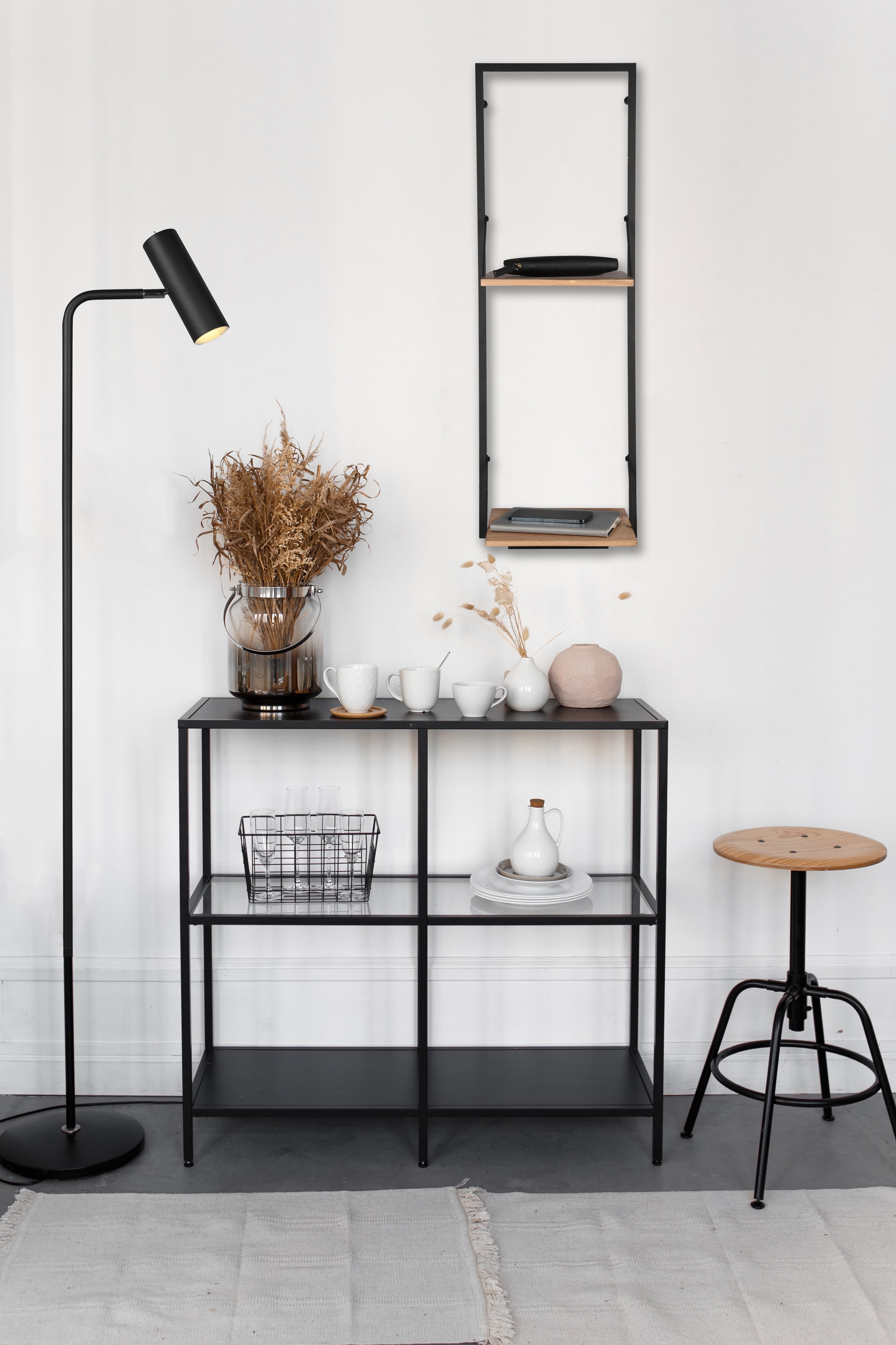 Wandregal LEONIE 32 x 94 cm schwarz/ braun