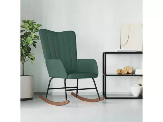 Chaise à bascule Vert foncé Velours