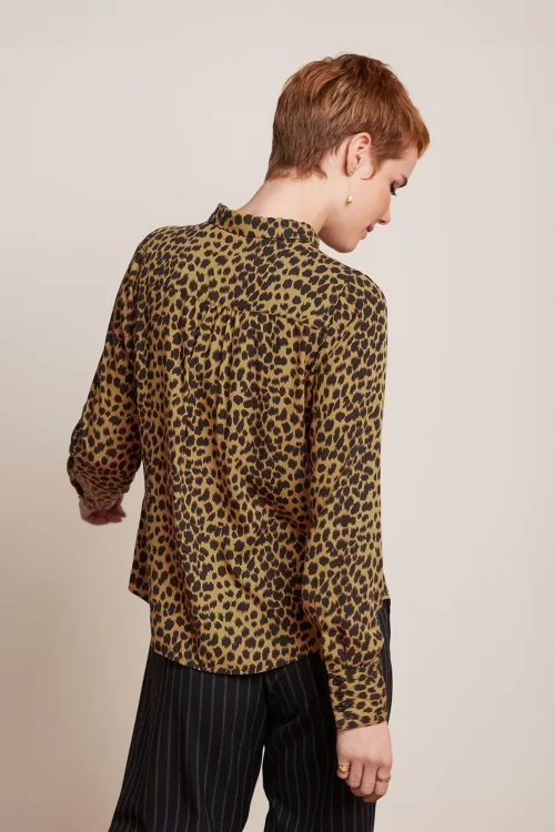 King Louie Ella Tigre blouse in goud bruin
