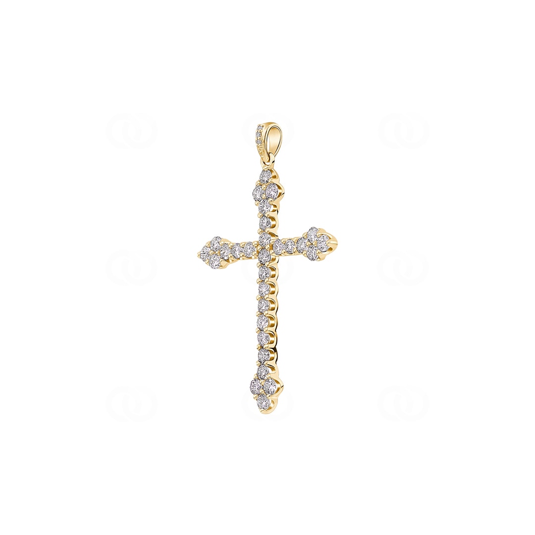 Anhänger 750/18 K Gelbgold Kreuz mit Brillanten 1.00 ct H/si